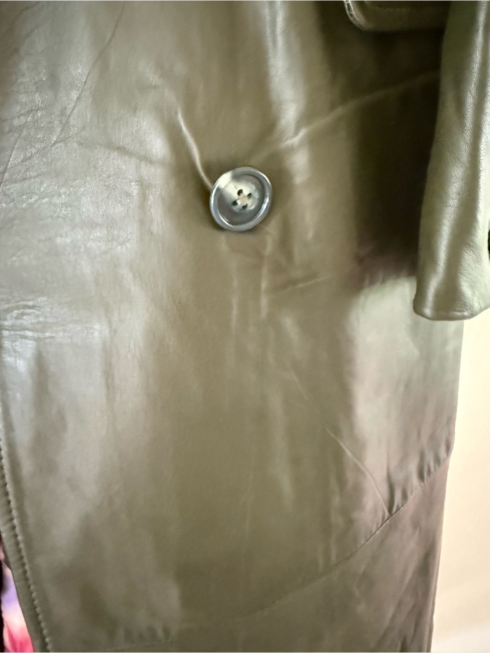 NWT $698 Anthroplogie Leather Green Trenchcoat - Picture 11 of 13